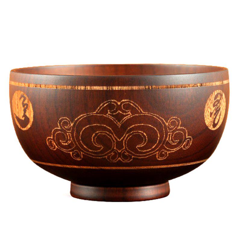 木碗蒙古餐具酸枣蒙古族奶茶天然实木纯色手工碗