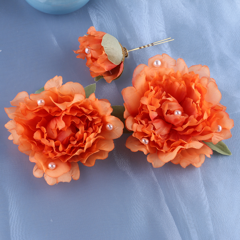 原创牡丹件套汉服头饰发夹古风绢花饰品配饰发饰