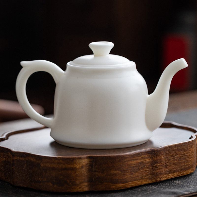茶壶白瓷羊脂玉手手工壶单壶创意功夫功夫茶茶具茶壶