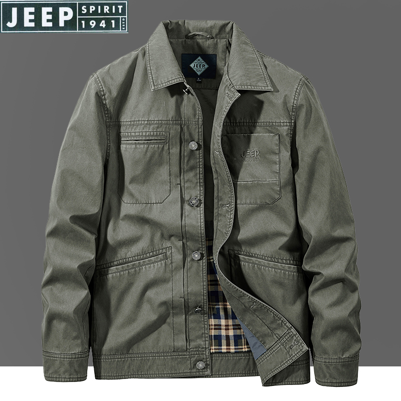 JEEP纯棉外套男秋冬季军版风衣m65休闲服夹克美军工装吉普旗舰店
