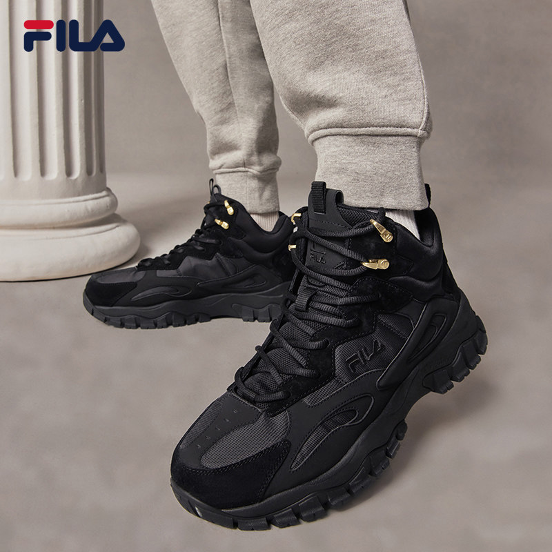 fila斐乐官方休闲鞋男鞋2021冬季新款tracer高帮革面保暖运动鞋