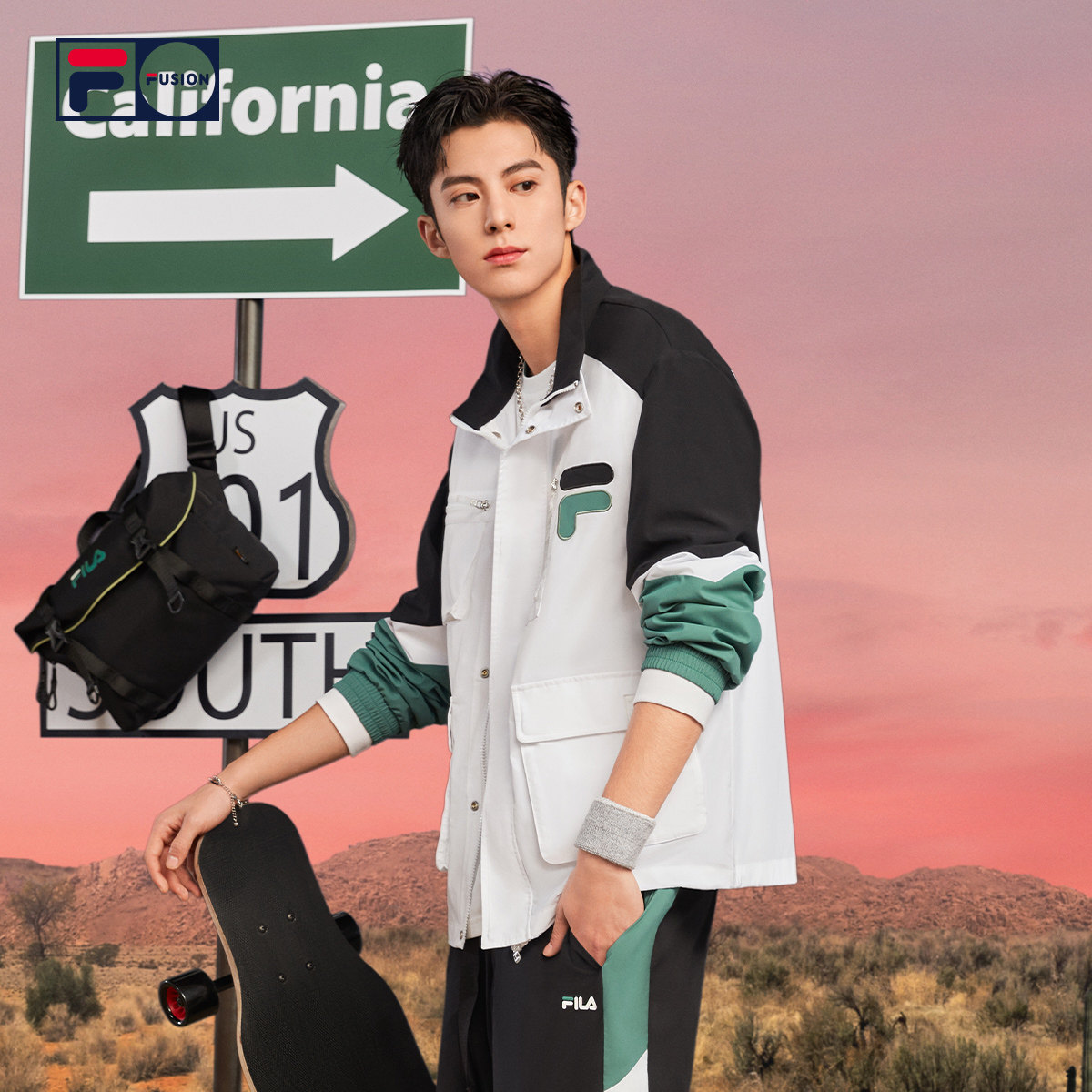 外套filafusion斐乐潮牌王鹤棣同款男梭织2021夏季运动茄克