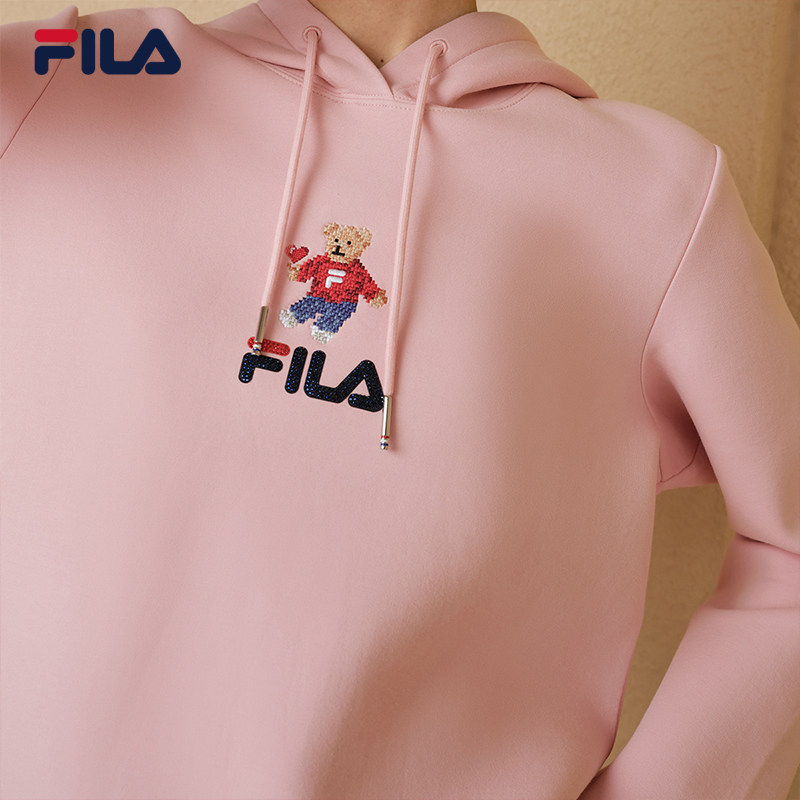 fila斐乐官方连帽卫衣女秋季新款时尚抗菌小熊运动卫衣