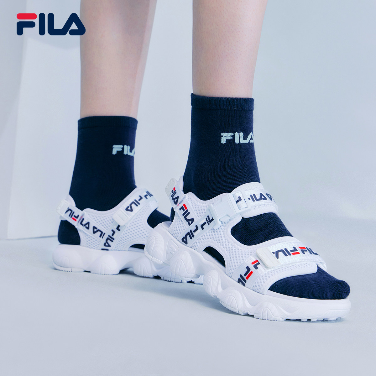 fila斐乐官方女运动凉鞋女鞋凉鞋魔术贴软底2021年夏季新款沙滩鞋