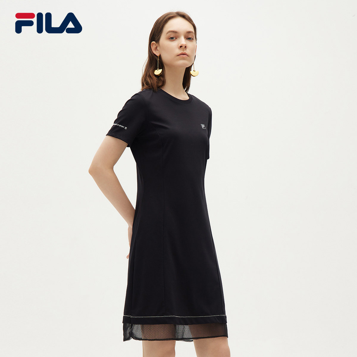 fila斐乐官方女子连衣裙2021秋季新款时尚休闲运动运动连衣裙