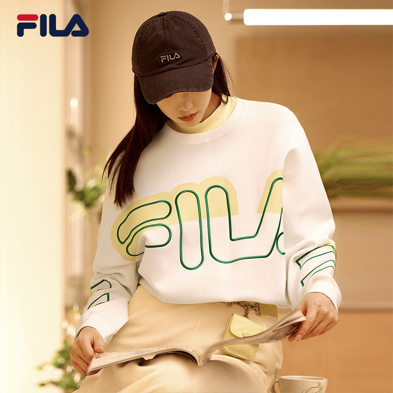 fila斐乐官方女士圆领卫衣2022秋季新款宽松运动卫衣