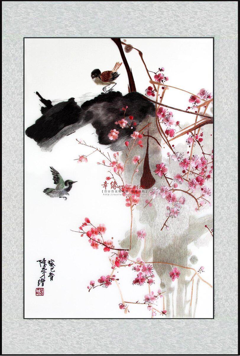 刺绣花鸟苏绣成品客厅精品手工卧室玄关挂画苏绣