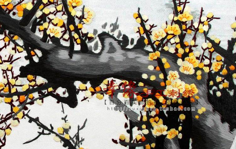 苏绣礼品餐厅玄关卧室梅花手工黄梅花梅兰竹菊客厅苏绣