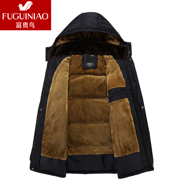 Fuguiniao middle-aged father cotton men's winter plus thick velvet coat 2019 new winter coat jacket Fuguiniao middle-aged father cotton men's winter plus thick velvet coat 2019 new winter coat jacket