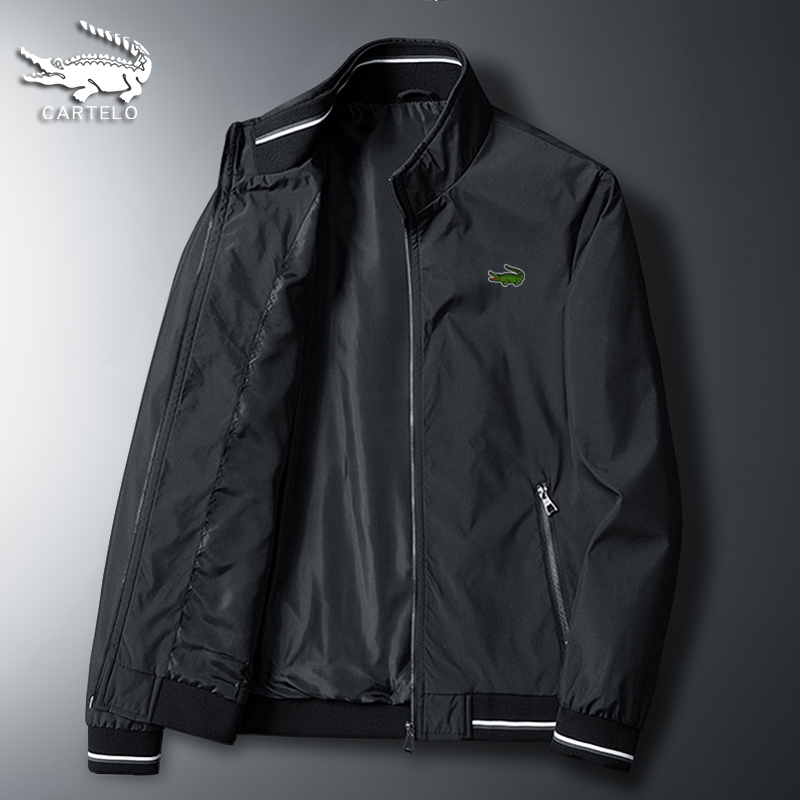 鳄鱼2021年秋季新款立领夹克外套男春秋中年茄克商务休闲男装上衣