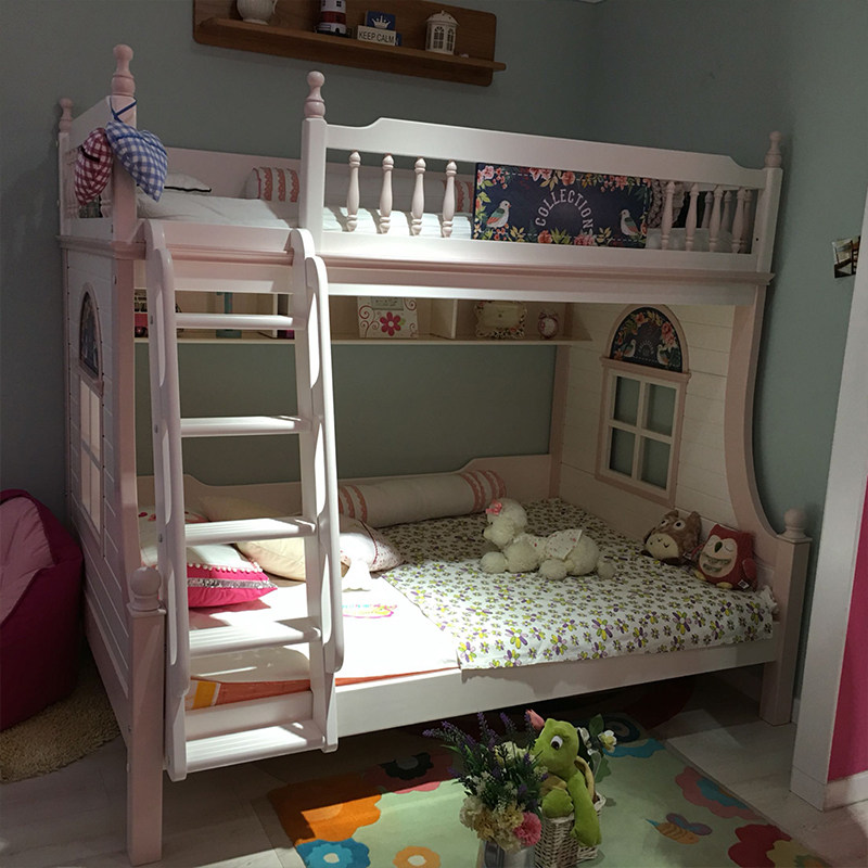 星星索实木高低双层女孩公主两层儿童床子上下高低
