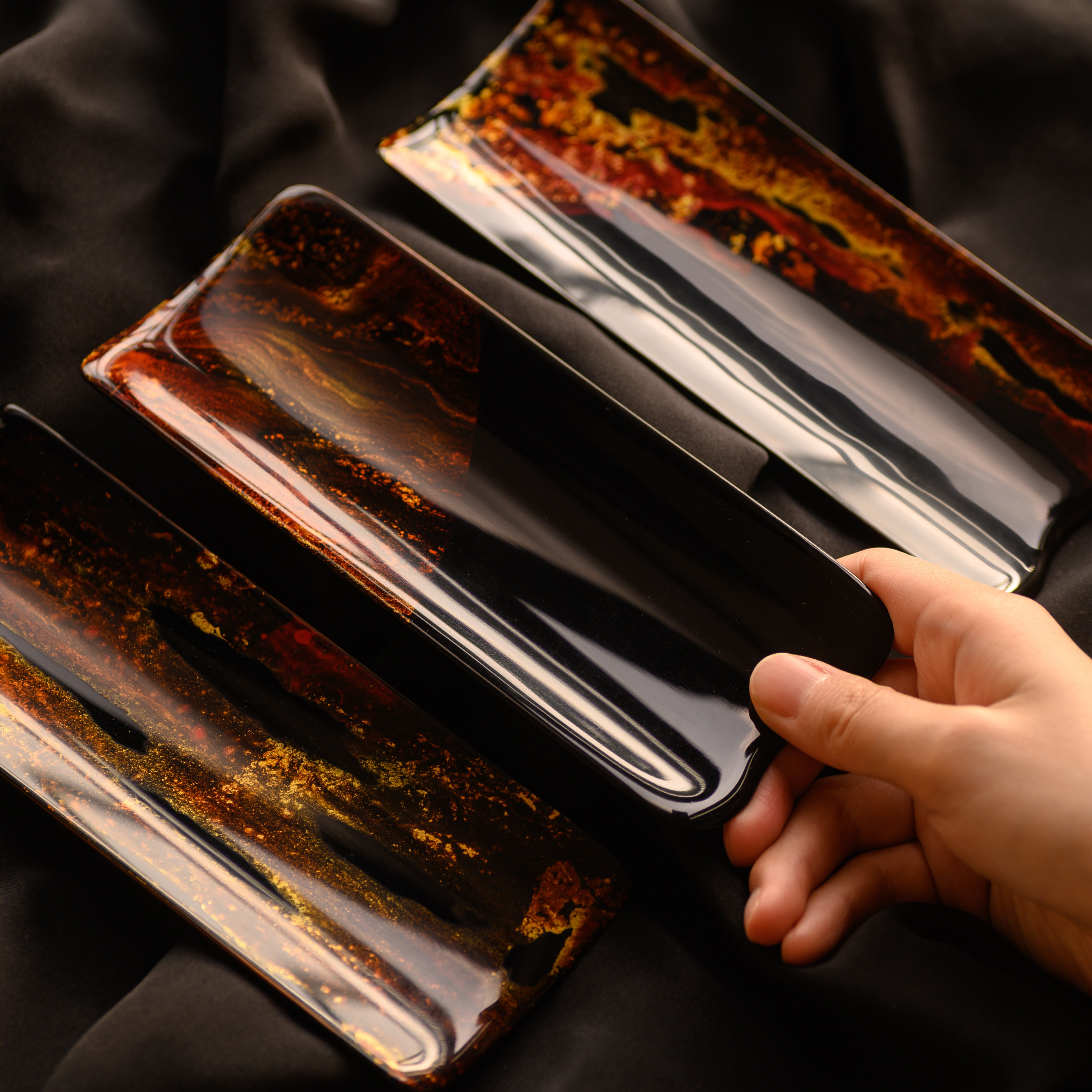 那莲唐物万家灯火火大漆竹胎茶则手工漆器茶具茶道