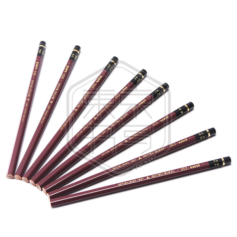 日本三菱uni 高级 hi uni 测试木杆铅笔 22种硬度 10h-10b