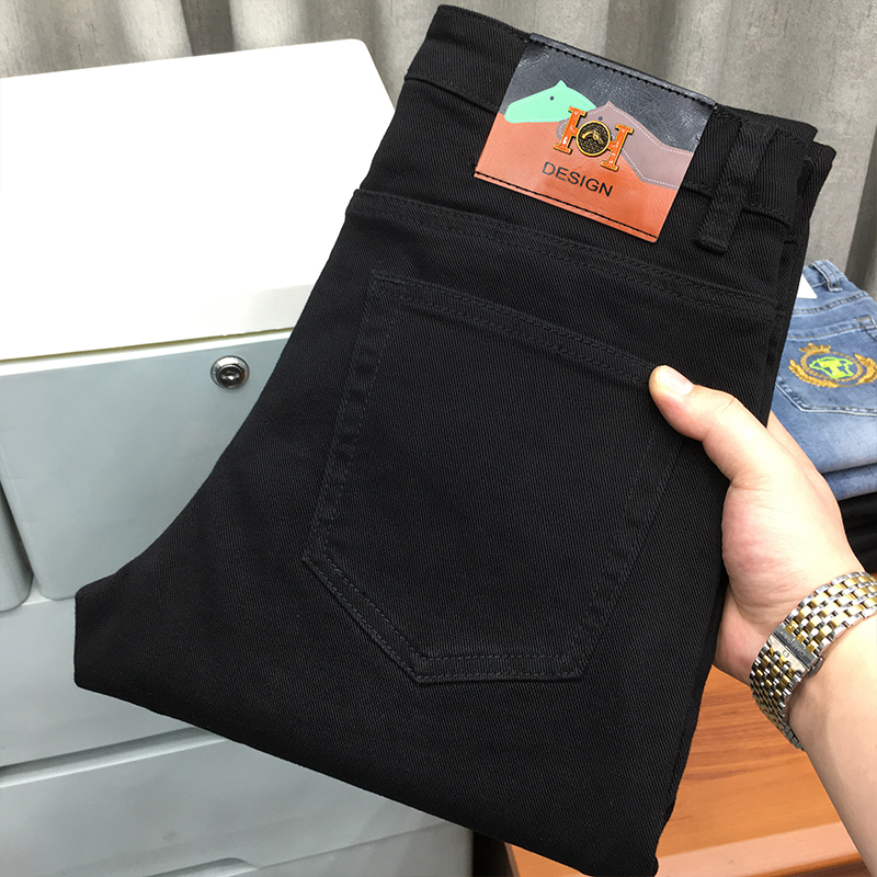 黑色牛仔长裤男春夏款百搭欧美潮牌韩版修身高端休闲九分裤动力牛