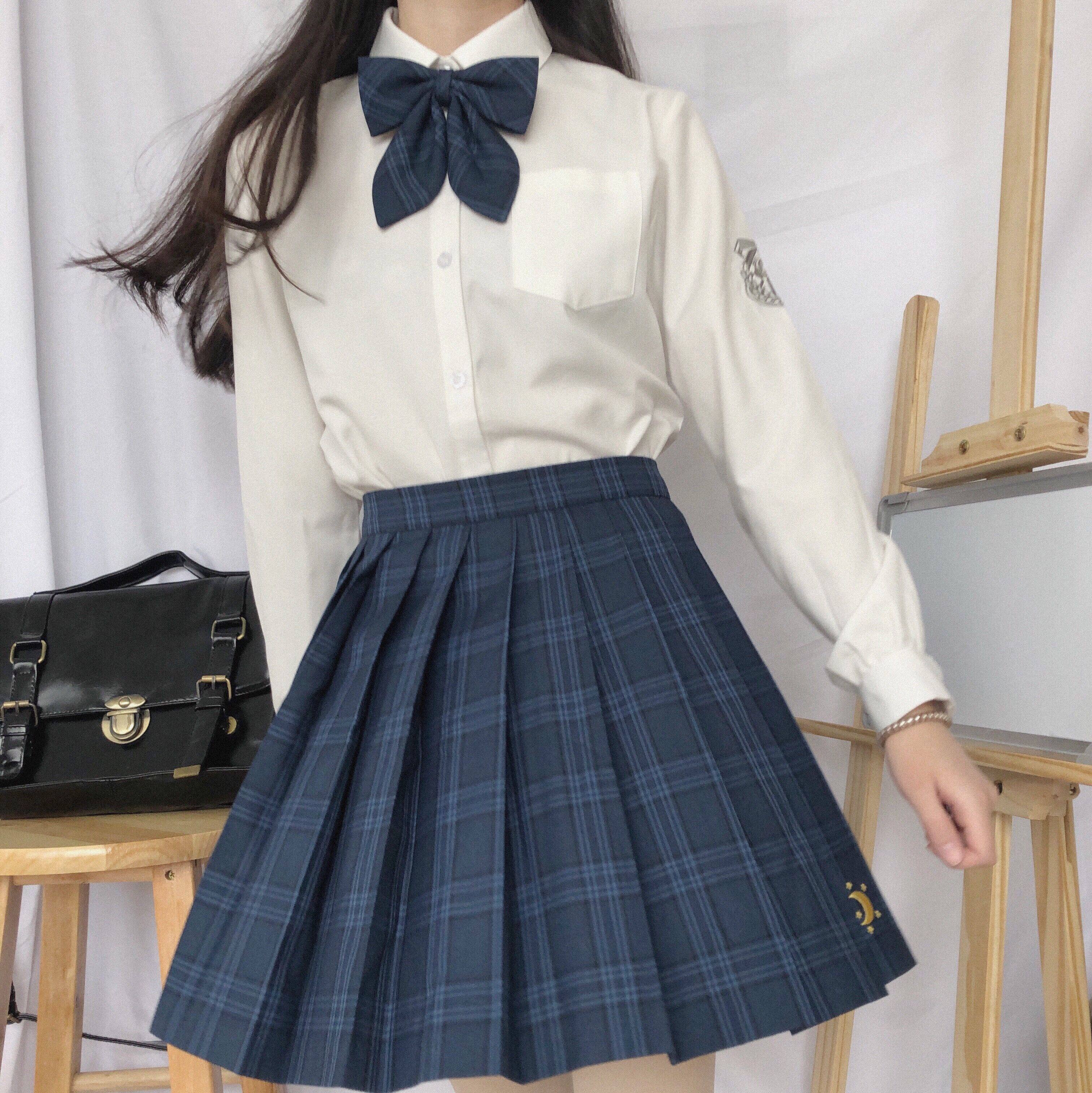 现货掉落星月留踪日本jk制服格裙蓝格学生学生校服