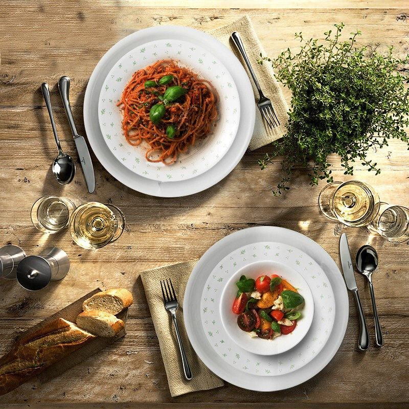 美国康宁餐具套装corelle玻璃碗盘17件田园香草西餐餐具套装