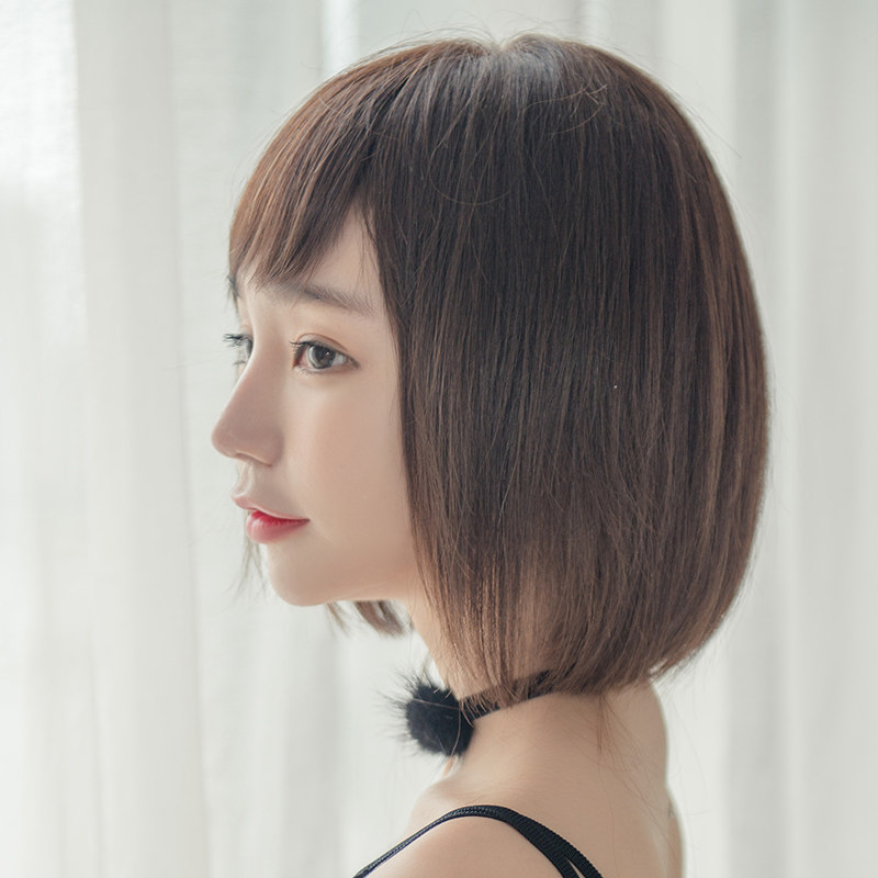 刘海波波头真发假发短发bobo头短直发自然逼真整顶假发