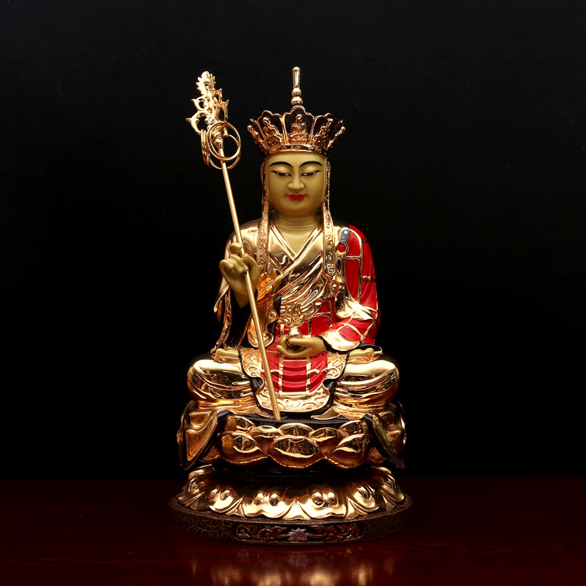 溜金12寸摆件佛堂家居金身像纯铜菩萨王菩萨金地摆件