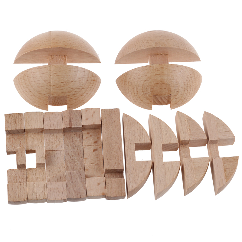 榉木圆球球形锁孔孔明锁鲁班古典成人智力玩具中老年人解锁