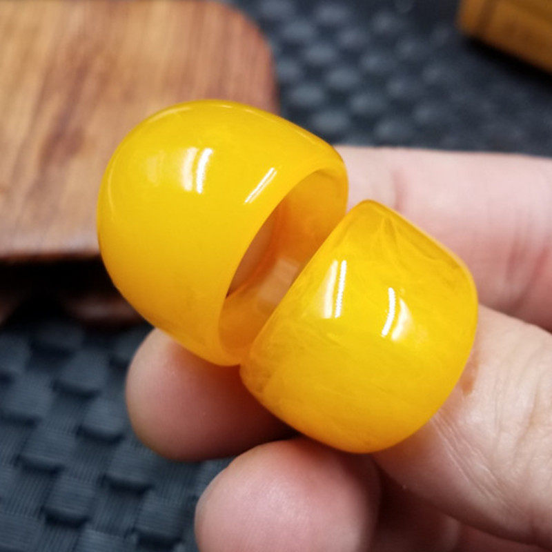 戒指蜜蜡新款琥珀老蜜水滴男女女款指环手饰