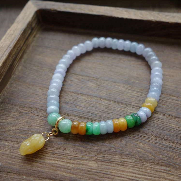 手工编绳翡翠手链玉珠手个性文艺饰品莲蓬貔貅手链