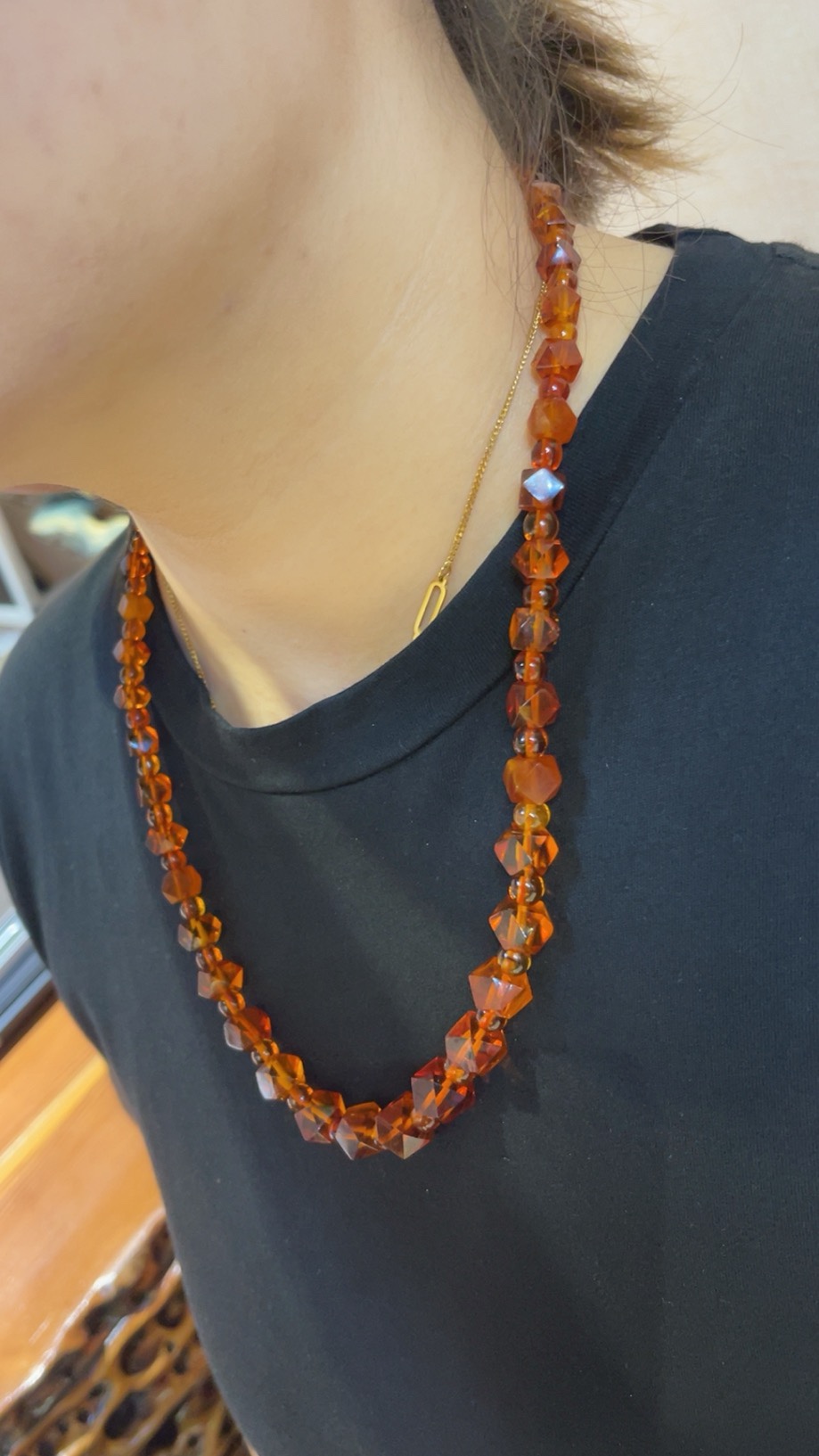 抚顺天然琥珀八十年代老八八大项链颈饰