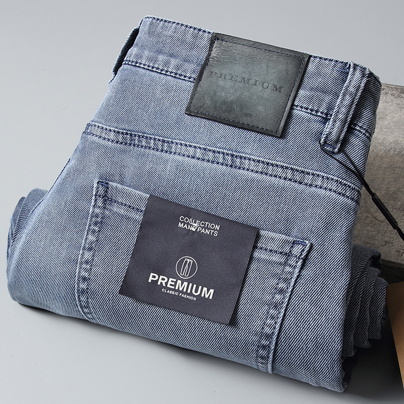 2022年新款浅蓝色牛仔裤男夏季薄款直筒柔软休闲简约凉感男士长裤