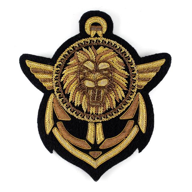 French design brand imported metal wire hand-embroidered lion head anchor badge Balmain embroidery sticker French design brand imported metal wire hand-embroidered lion head anchor badge Balmain embroidery sticker
