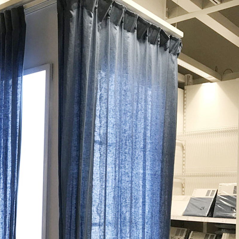 窗帘国内宜家艾纳亚麻纯色成品遮光卧室家居成品窗帘