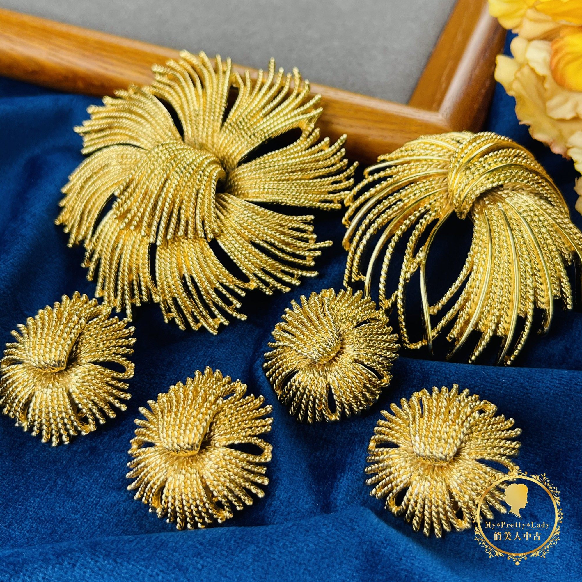 美国monet莫奈烟花系列镀金打标经典胸针耳夹胸针