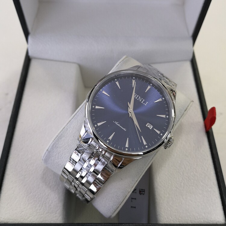 瑞士宾利6126简约商务钢带防水全自动机械男表国产腕表