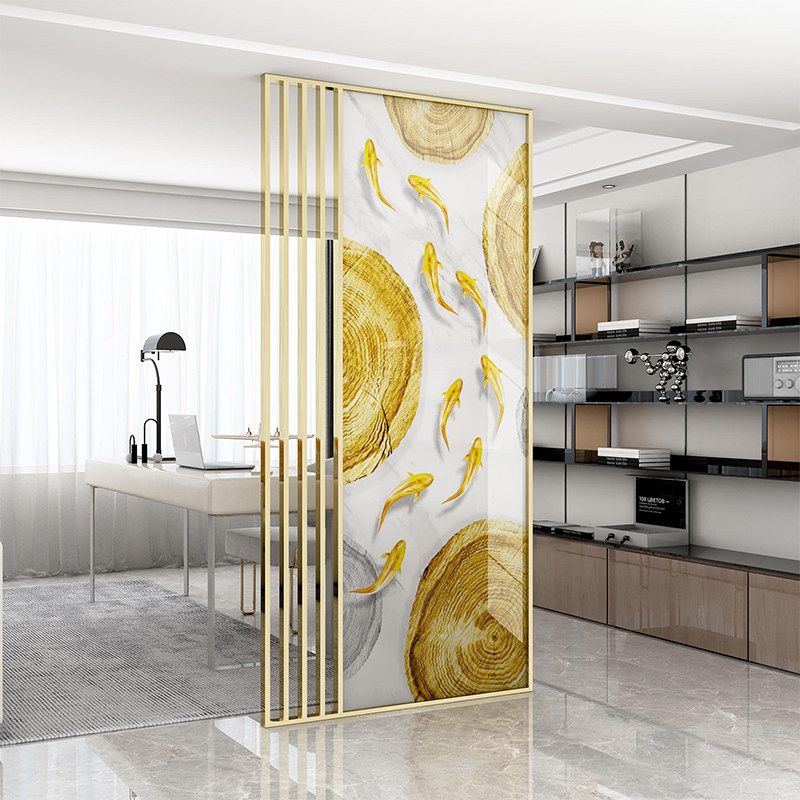 现代简约轻奢铝合金屏风入户玄关客厅装饰隔断墙新座屏