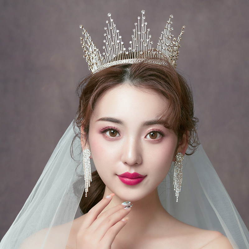新娘金色皇冠头饰2020新款大气结婚发饰婚纱礼服发饰