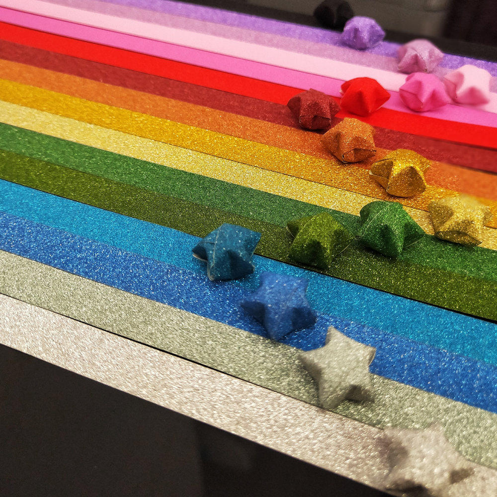 星星闪粉纸包幸运星磨砂长条纸闪手工幸运星