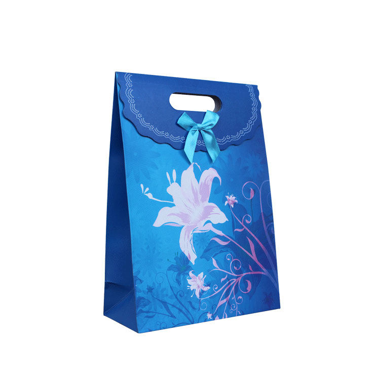 纸袋包装创意翻盖礼品蓝色手提手提包包装袋袋子礼品袋