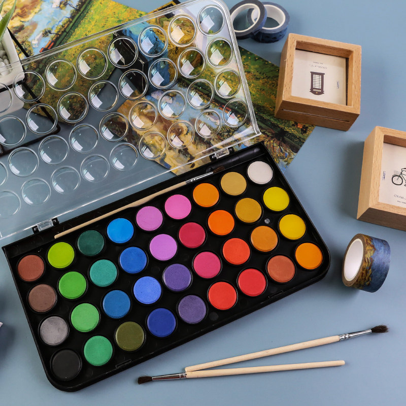 晨光文具可拆卸固体水彩颜料初学者手绘水粉颜料 12/28/36/48色