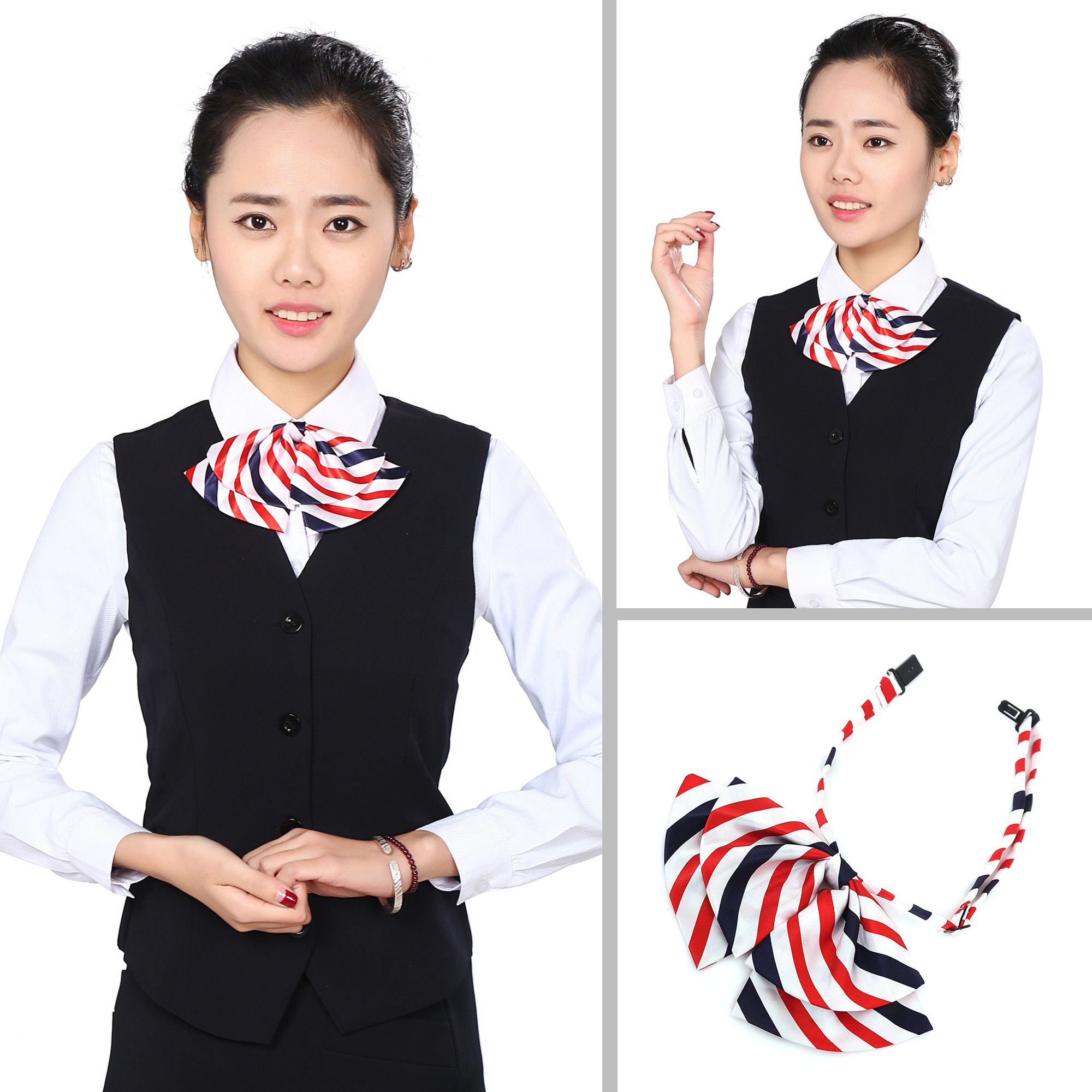 银行空姐酒店宾馆客服正装工作职业装衬衫大蝴蝶结领花领结女领巾