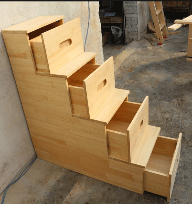 家用储物梯阁楼楼梯实木登高梯子收纳抽屉柜子整体楼梯