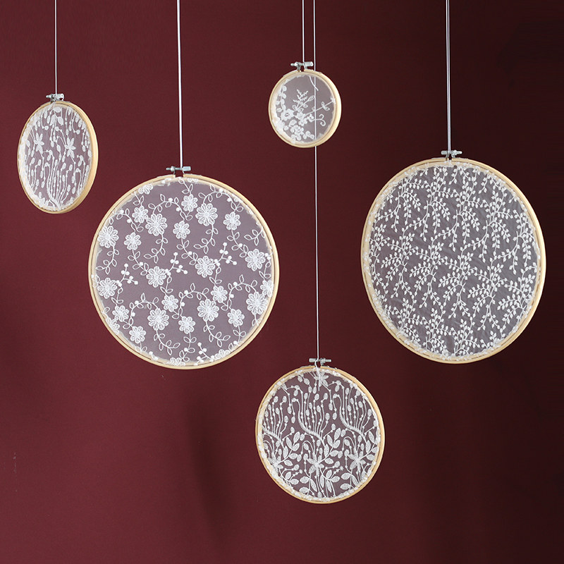 蕾丝刺绣圆盘幼儿园手工背景墙装饰婚礼户外挂饰壁饰