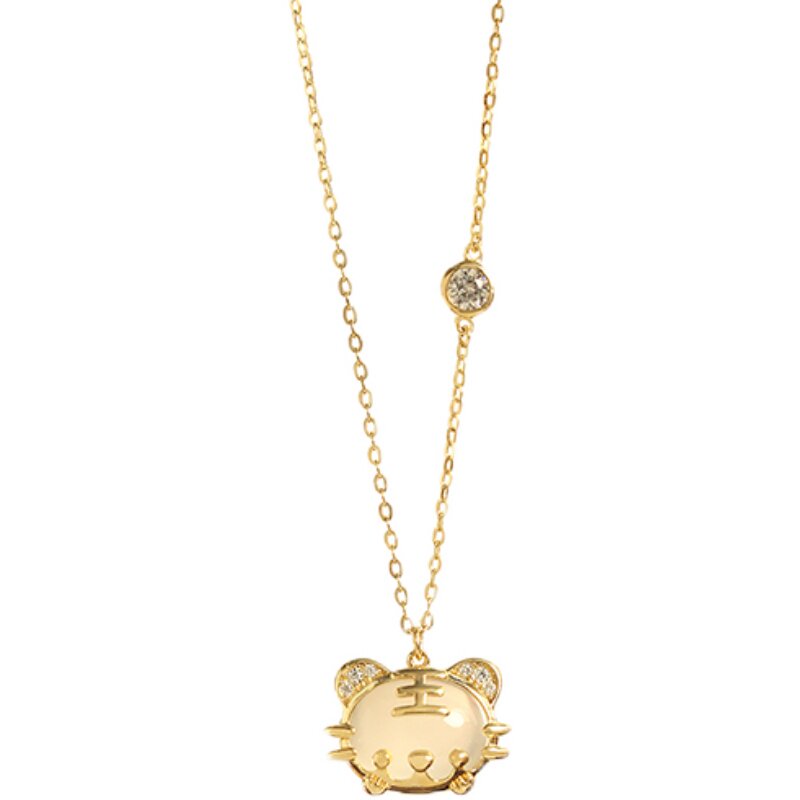 本命年老虎项链玉髓生肖女纯银吊坠礼物虎年首饰属虎