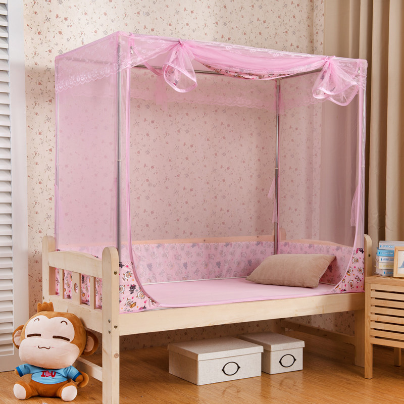 儿童蚊帐男孩09m拉链方顶罩12米学生寝室单人蚊帐