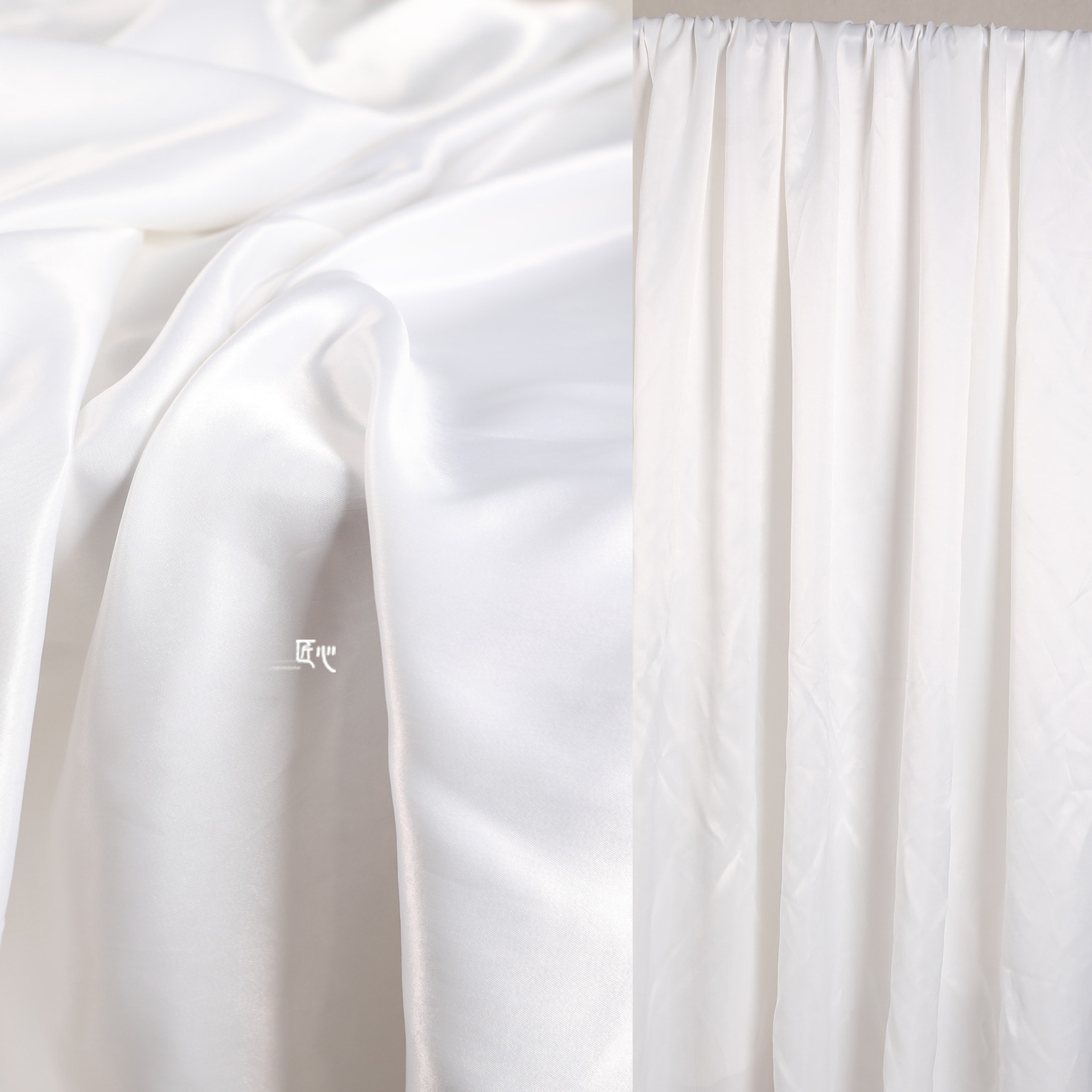 面料白色丝缎人造丝纤维素双绉秋季裙衫海绵垫