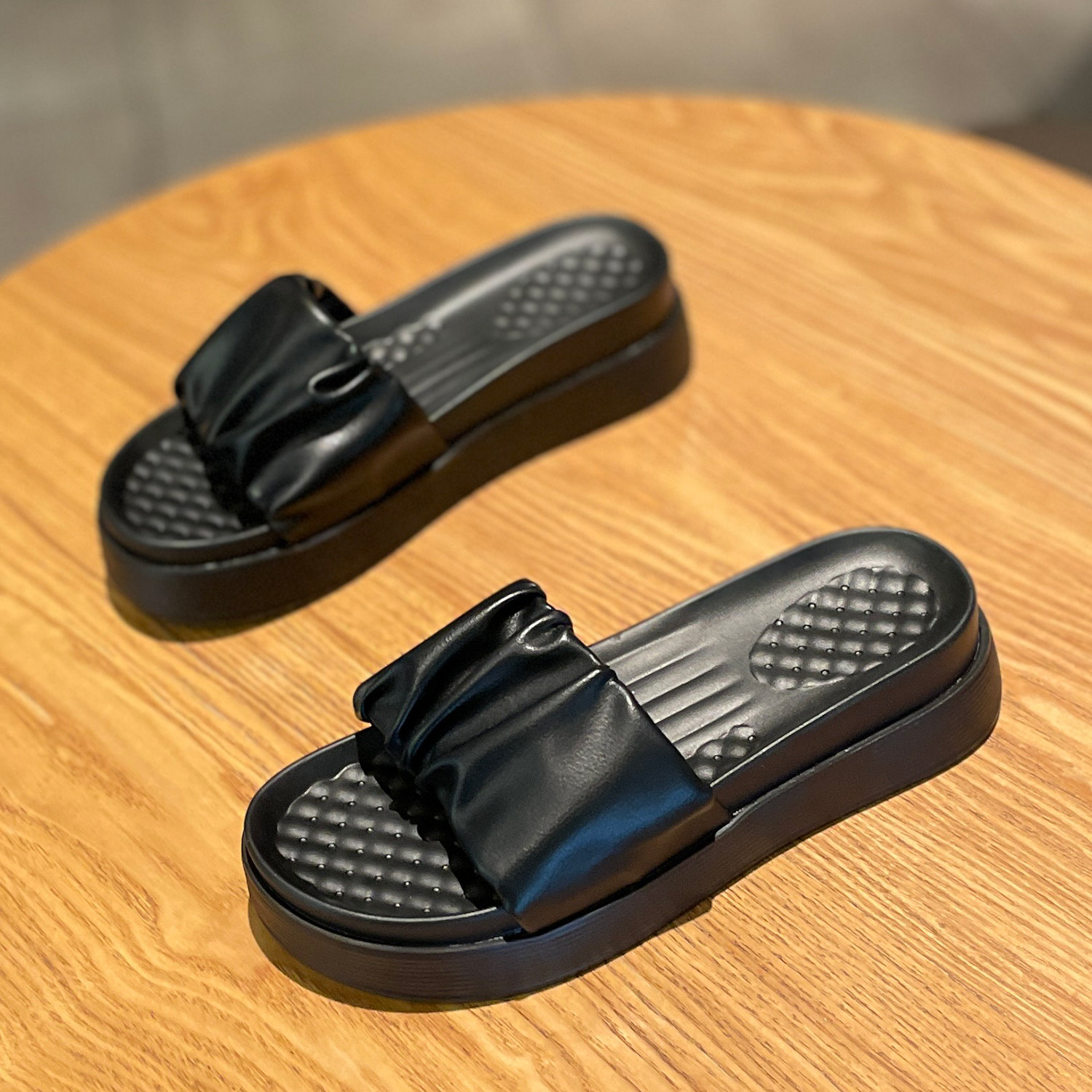 松糕拖鞋女外ins夏季2021新款厚底一字拖网一字拖