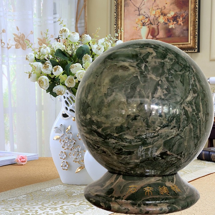 鼎信石业华安九龙玉石雕刻深绿色工艺品圆形时来运转石雕