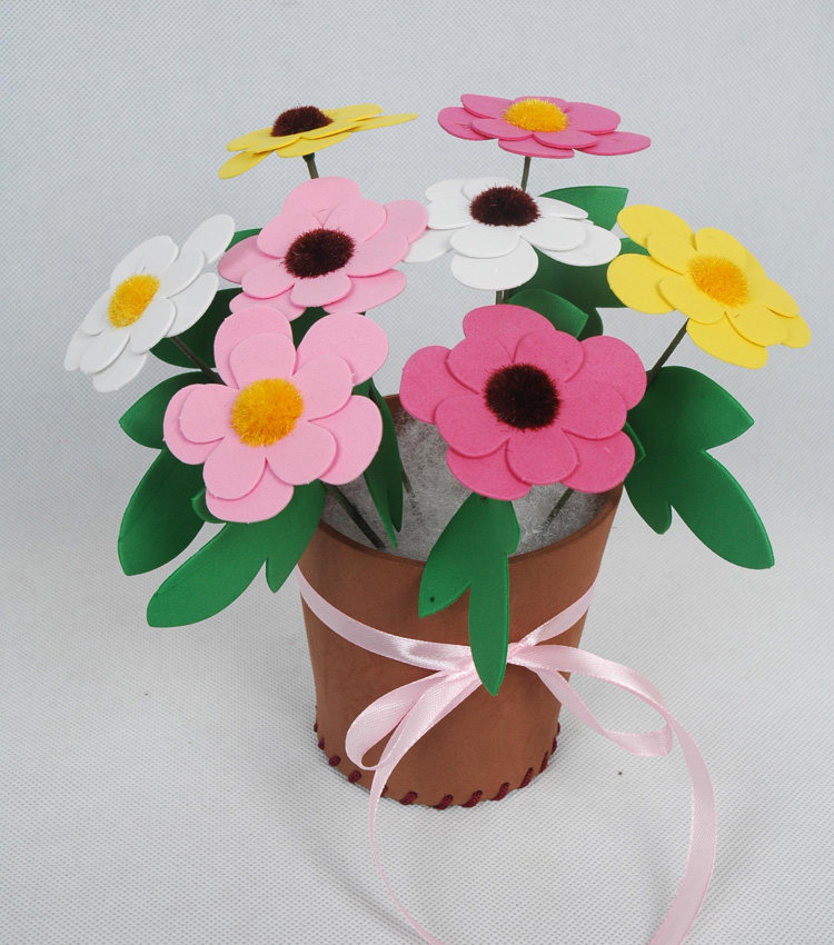 幼儿园花卉盆栽eva海绵布不织布免裁剪儿童手工制作diy材料包礼物