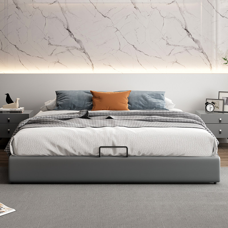 意式轻奢极简无床头床酒店无靠背榻榻米床箱体落地床架子现代简约