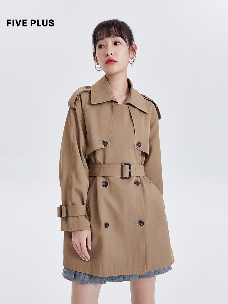 fiveplus2021秋季新款风衣外套女春秋英伦风宽松休闲中长款大衣