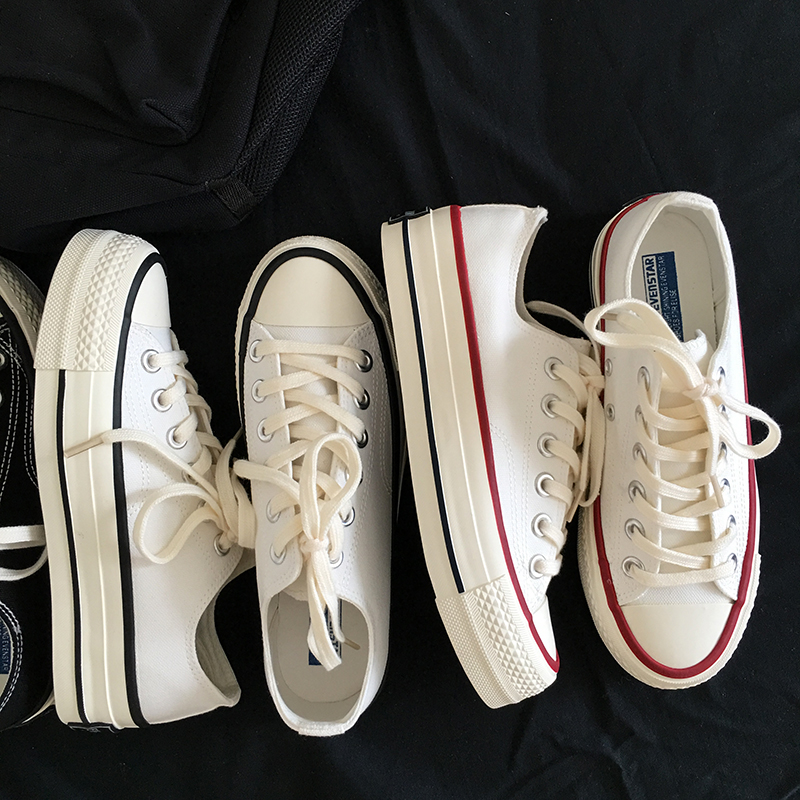 经典厚底低帮男女同款情侣百搭休闲平底透气2022春季新款帆布鞋子