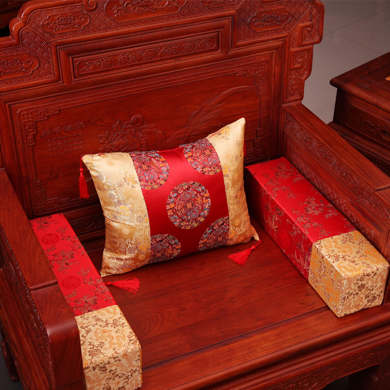 红木沙发抱枕腰枕实木椅子腰靠中式圈椅腰垫中国风明清古典靠垫