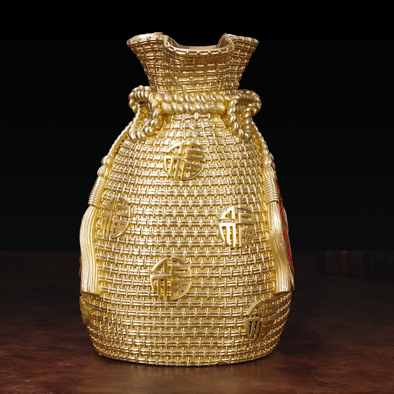 纯铜招财财金钱袋存钱摆件福袋储蓄罐客厅办公摆件